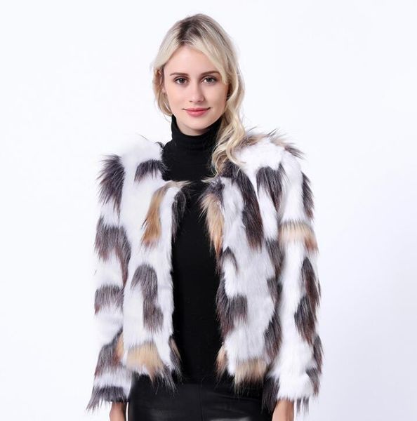 

women's leather & faux autumn fur jacket womens warm iridescent coat women loose jackets winter thicken fashion b533, Black