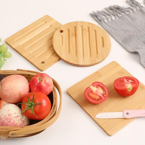 

mats & pads durable bamboo coasters round square heat resistant bowl cup mat non-slip placemat table tea coffee pad kitchen accessories