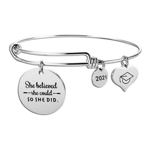 

bangle stainless steel women boys girls inspirational quotes heart charm bracelets she believe could so did, Black