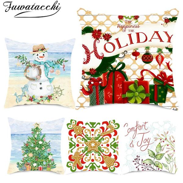 

cushion/decorative pillow fuwatacchi cover merry christmas gift cushion covers for home sofa chair car decorative throw pillowcases 45*45cm