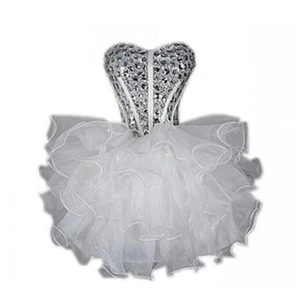 

sweet sweetheart crystal ball gown mini homecoming dress with beading sequins organza lace-up plus size graduation cocktail prom party gown, Blue;pink