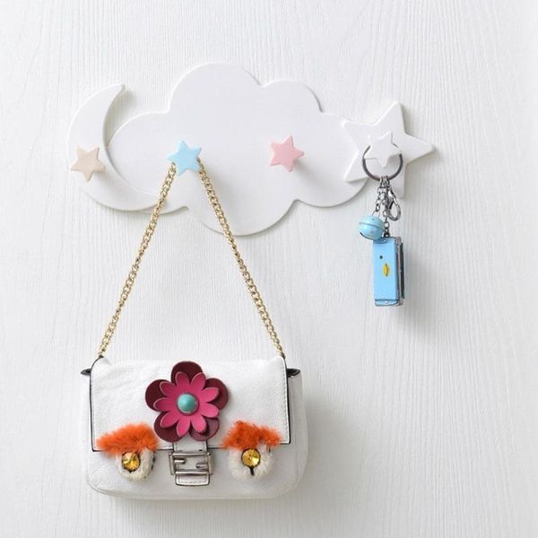 

creative star moon cloud shape hook strong adhesive key hanging no trace home storage decor wall hooks & rails