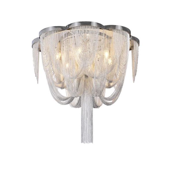 

ceiling lights nordic design chrome color aluminium chain tassel light luxury hanging lamp restaurantdecoration bedroom