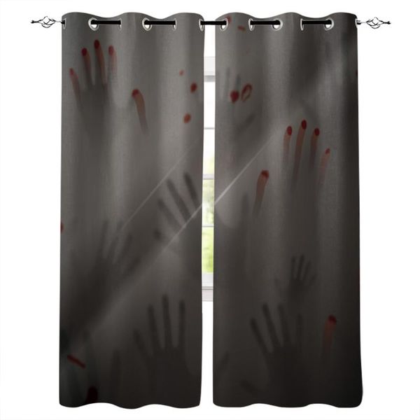 

curtain & drapes halloween horror blood hand silhouette curtains for windows blinds printing living room bedroom home decor
