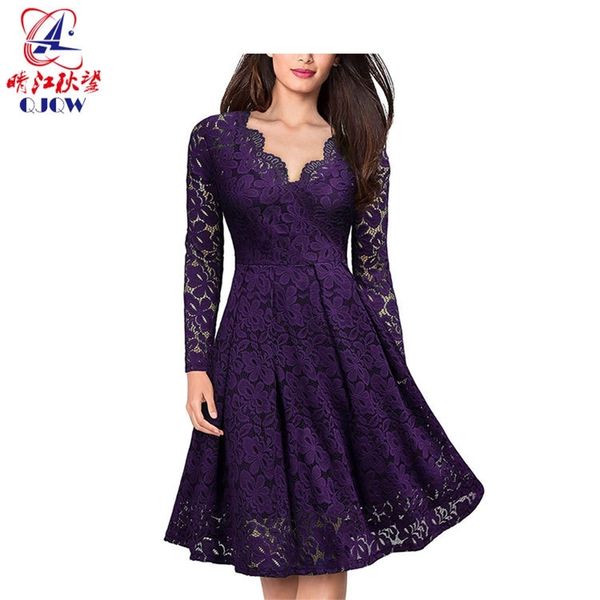 

solid lace open back zipper swing dress, Black