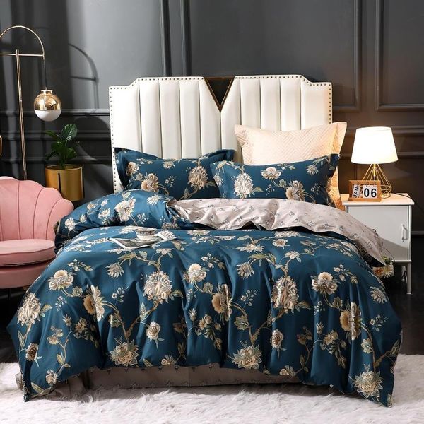

4pcs duvet cover set 100%egyptian cotton  king paisley floral bedding with zipper ties bed sheet pillowcase sets