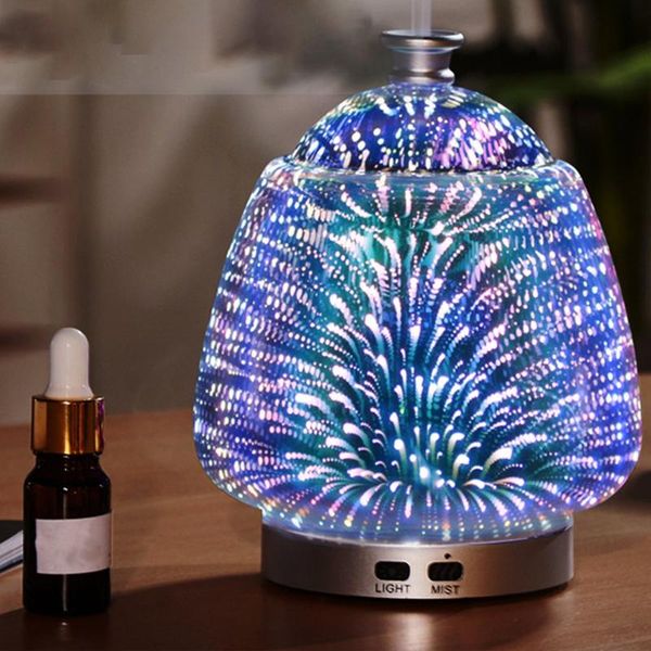 

aroma diffuser humidifier 120ml colorful creative firework glass ultrasonic essential oil lamp humidifiers