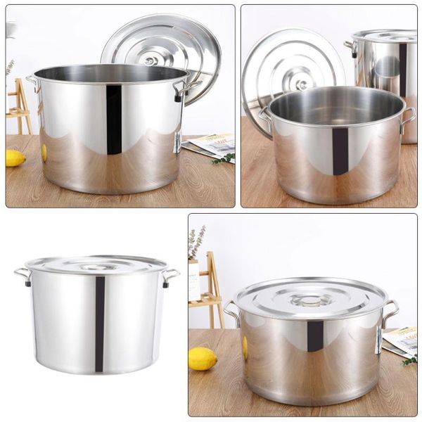 

storage bottles & jars 1pc stainless steel soup pot thick water bucket rice porridge with lid