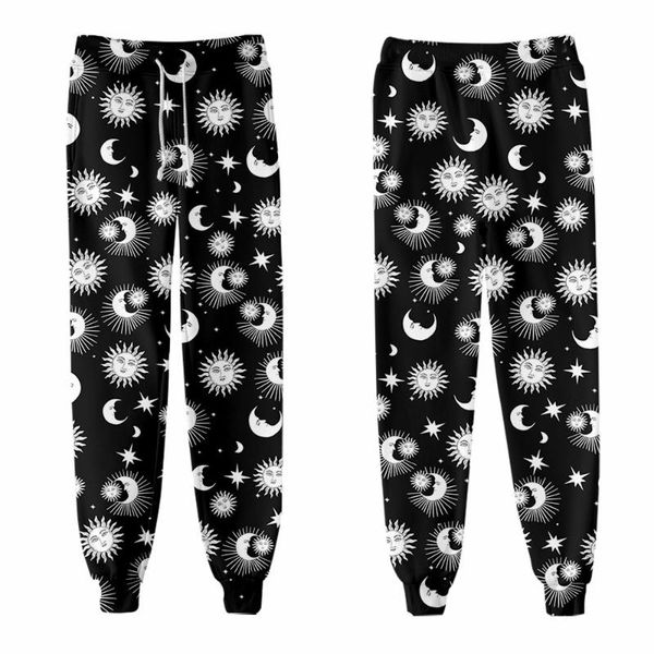 

men's pants autumn streetwear black sun moon print cargo men women harajuku loose trousers