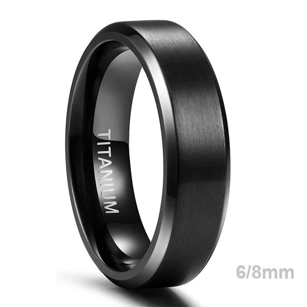 Anéis de casamento 6/8mm Titanium Ring Men Women Mulheres Banda de noivado fosco preto escova unissex casal confort sweet size 6-14