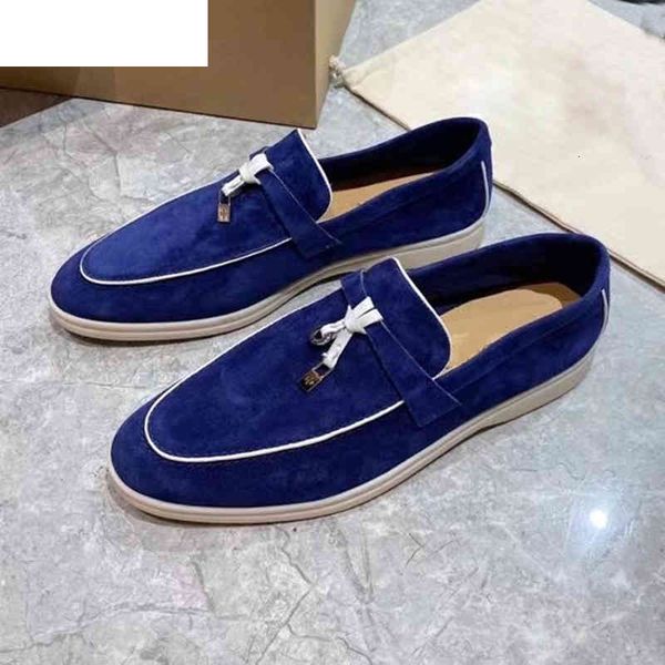 

sandals women slip on summer spring walk shoes multicolor real suede leather lazy loafers round toe metal lock decor causal 2021 e, Black