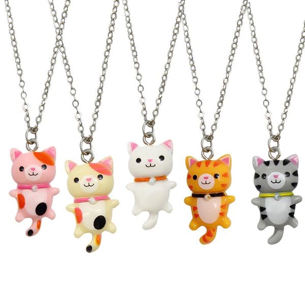 

chains kawaii cute animal cat pendant necklace charms acrylic jewelry collar necklaces for kids friend gift collares wholesale, Silver