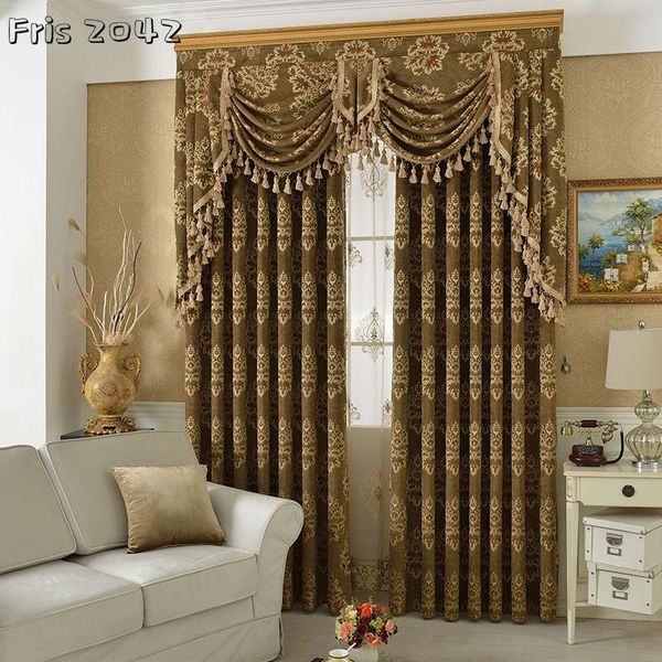 

curtain & drapes coffee chenille jacquard curtains simple european style shading finished el for living dining room bedroom