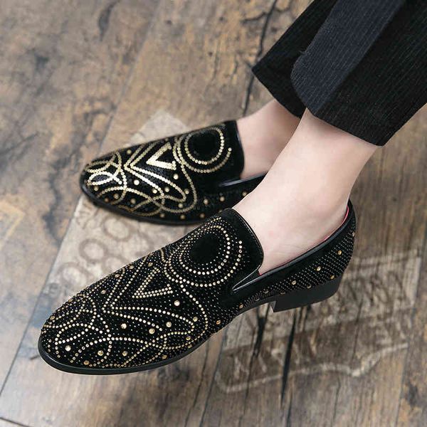 

dress shoes male fashion suede leather casual male moccasins printed oxfords shoes strass gold man wedding party driving apartments u4q0, Black