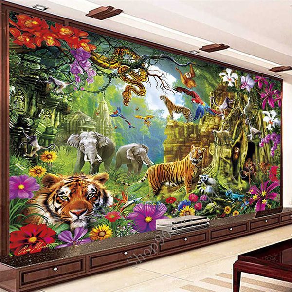 Pittura diamante di grandi dimensioni 5D mondo animale tigre elefante ricamo mosaico fai da te regalo decorazioni per la casa FF2748 210608