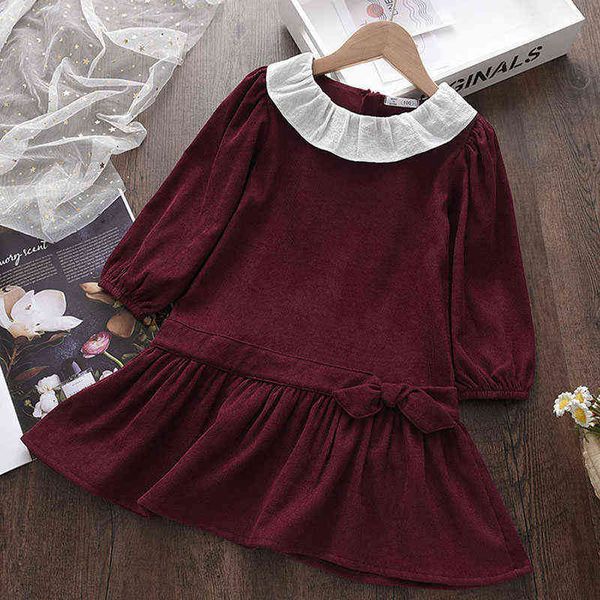 Melario Baby Kids Ruffles Dress New Fashion Girls Princess Party Abbigliamento Casual Autunno Autunno Autunno Vestidos Abiti per bambini 2-6Y G1215