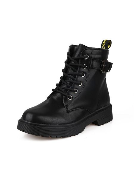 

boots 2021 autumn korean version of the wild british style short thick bottom motorcycle children, Black
