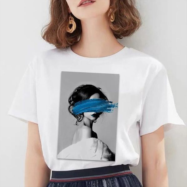 

fashionable cute personality female and men t shirt women nordic retro art print harajuku short sleeve punk streetwear clothes, White;black