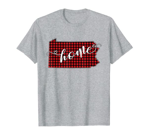 

pennsylvanian pa state outline home red buffalo plaid gift t-shirt, White;black