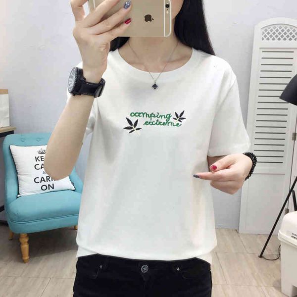 

women's t-shirt short sleeve t shirt women clothes embroidery summer womens female korean style tshirt woman tee shirt femme bgzv, White