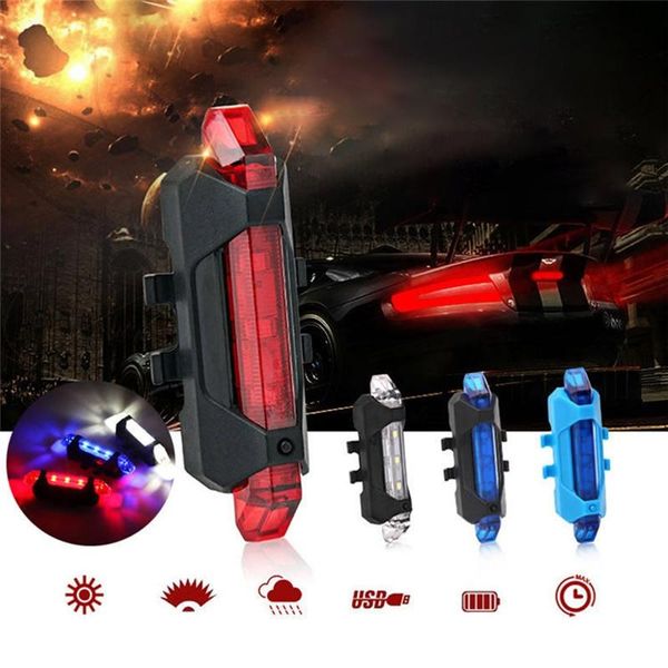 

bike light waterproof rear tail led usb rechargeable mountain cycling taillamp safety warning luz trasera lights