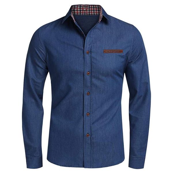 

solid shirts mens casual button blouse trun-down collar denim long sleeve shirts blouse camisa hombre ropa hombre elegante, White;black