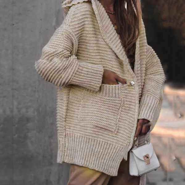

women's knits & tees 2021 women sweater cardigan winter solid cashmere casual cardigans chic korean fashion knit jacket sueters mujer #, White