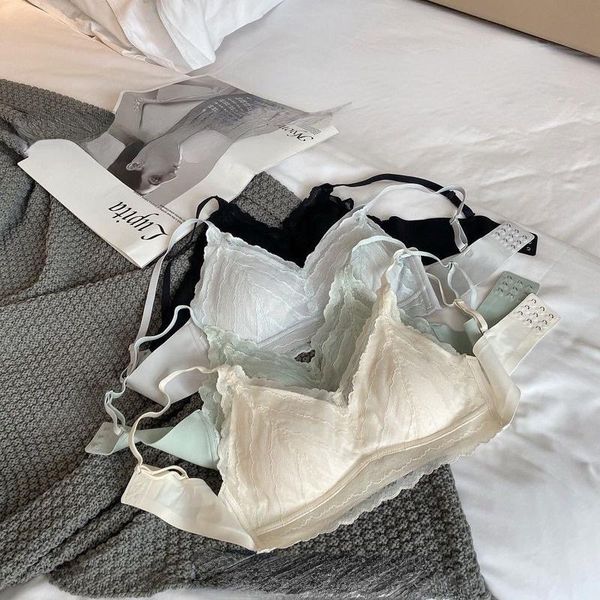 

bras xl women's lace bra hollow without steel ring underwear delicate, Red;black