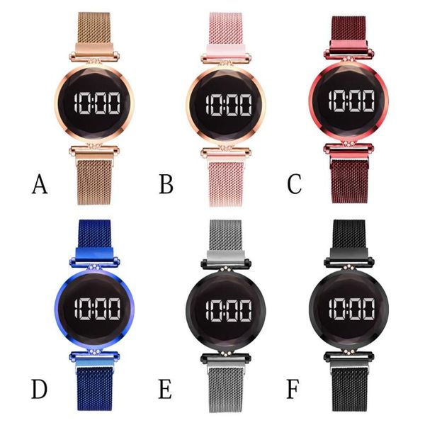 

wristwatches 2021 fashion luxury led women magnetic bracelet watch rose gold digital dress quartz wristwatch ladies clock, Slivery;brown