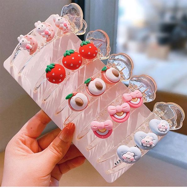 

hair accessories cute barrette for girl 3d cartoon fruit big clip hairpin children's geometric back head ponytail buckle, Slivery;white