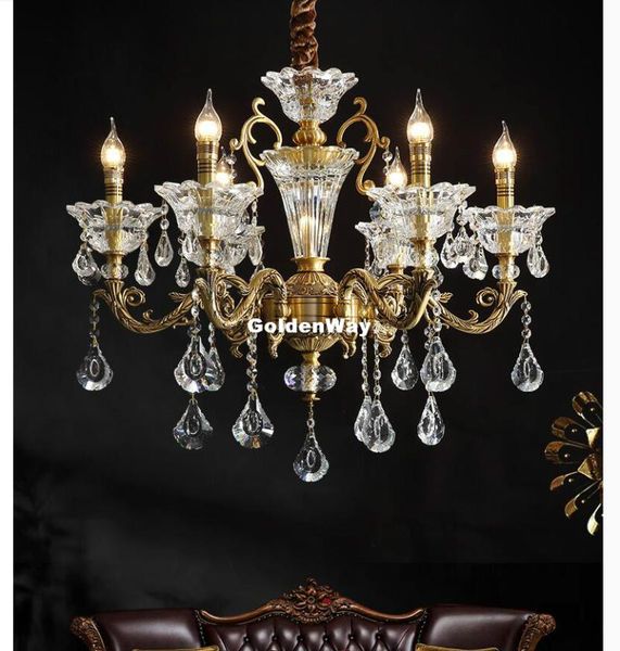 

chandeliers ly copper chandelier k9 crystal bronze pendant lamp e14 led ac brass lustre suspension lights
