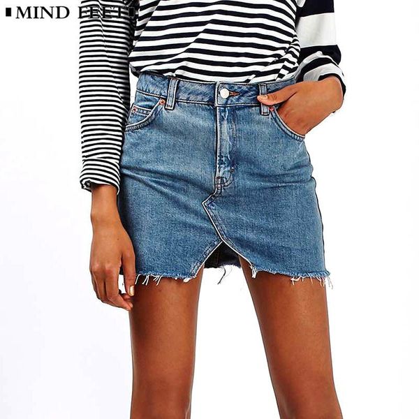 

skirts women slim high waist mini denim casual stitching retro personality summer female package hip, Black