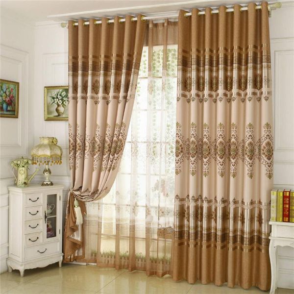 

customized window blackout curtains finished thickened living room bedroom heat insulation european style printing curtain & drapes