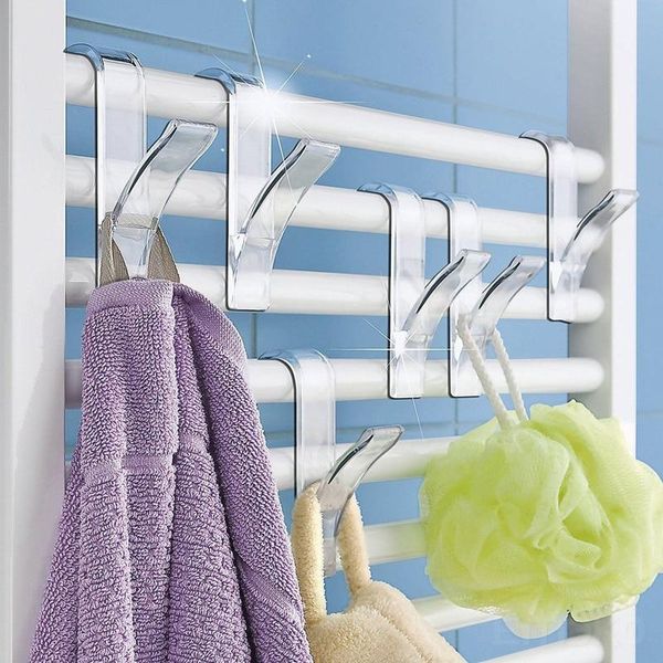 

6pcs heated towel radiator rail bath hook holder clothes hanger percha plegable scarf hooks & rails