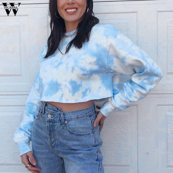 

women's hoodies & sweatshirts tie-dye printed sweatshirt trend pullover women long sleeve contrast streetwear harajuku jacket 7.22, Black