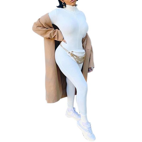 

women jumpsuits with hidden zipper solid color one-piece outfit fashion clothes one piece romper turtleneck playsuit women's & rompers, Black;white