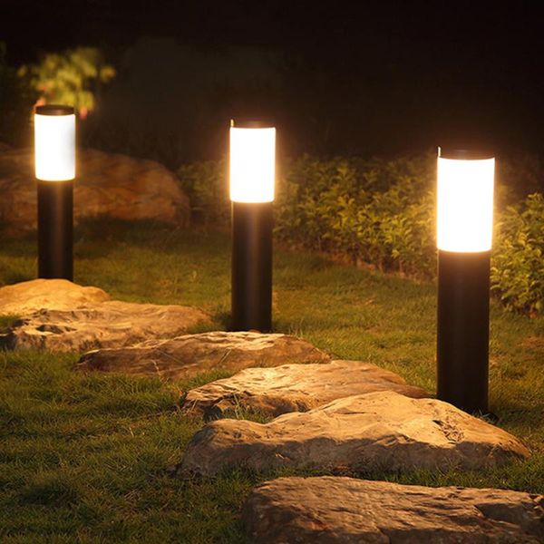 

thrisdar 30/45/60cm outdoor waterproof led bollard lawn light aluminum landscape garden pathway courtyard road lamp lamps