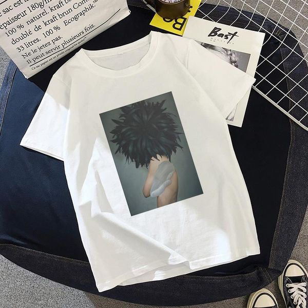 

women's t-shirt summer white women short sleeve tee troye sivan cartoon print female casual harajuku loose clothing