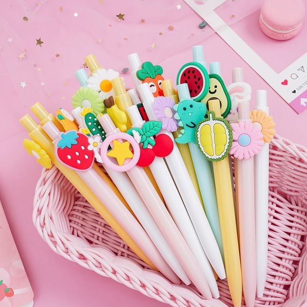 

8 cartoon push ball point pen cute student black. creative super, Blue;orange