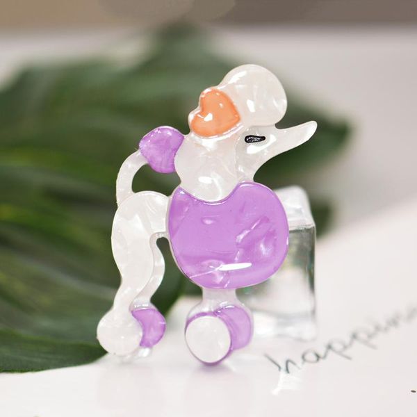 

pins, brooches blucome arrival acrylic animal brooch lifelike cartoon dog corsages pins for women children shirt hijab jewelry gifts, Gray