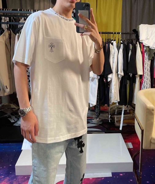 

hearts/chrome brand t shirt 2021 summer new cross sanskrit crosin t-shirt pure cotton short sleeve, White;black