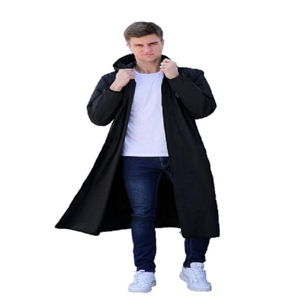 

raincoats 1pc black fashion waterproof long raincoat eva thick hooded outdoor hikin
