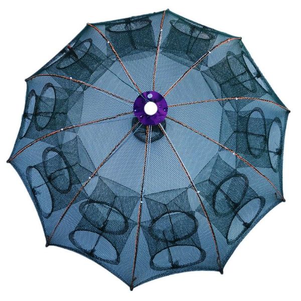 

4/6/8/10/12/16/20 holes folded portable hexagon fishing net crayfish fish automatic trap shrimp carp catcher cages mesh nets cra accessories