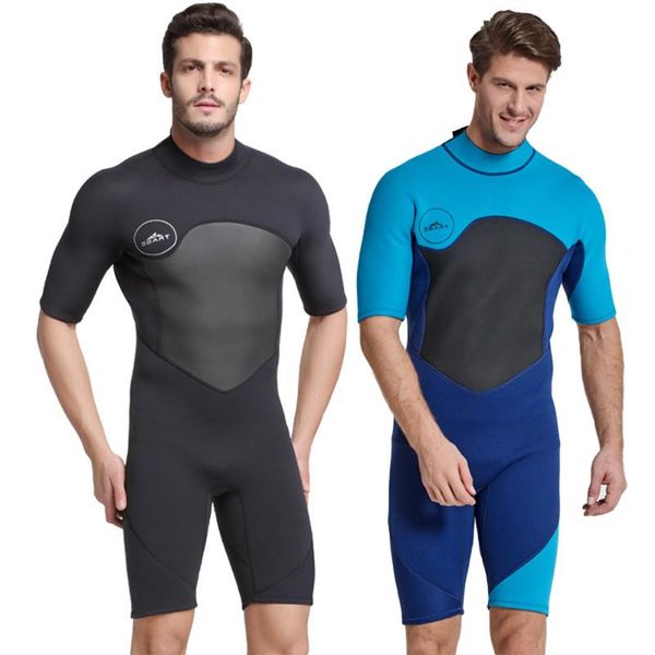 

swim wear 2mm men's neoprene diving wetsuit one piece warmth cold sunscreen short sleeve snorkeling suit surfing men