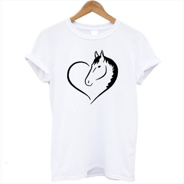 

mens love horse print female men short sleeved fashion street cloth harajuku clothes, White;black