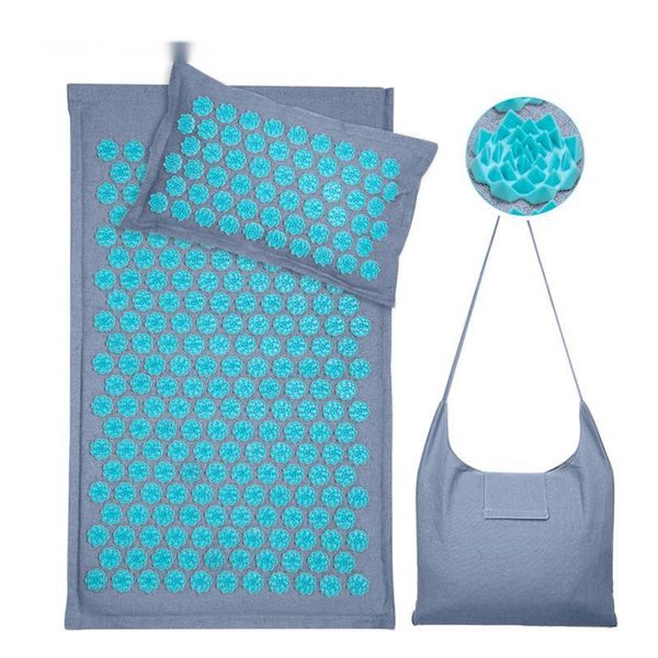 

yoga mats linen coconut palm massage mat sport pillow with bag lotus spike acupressure cushion