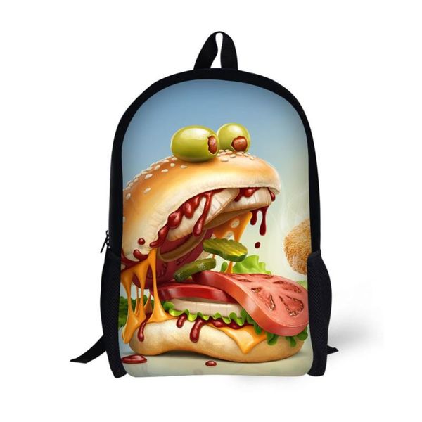 

backpack hamburger design children school bags for age 6-15 boys girls backpacks laptop