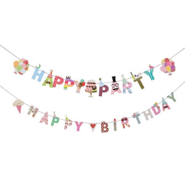 

party decoration 2pcs birthday paper banner beautiful bunting