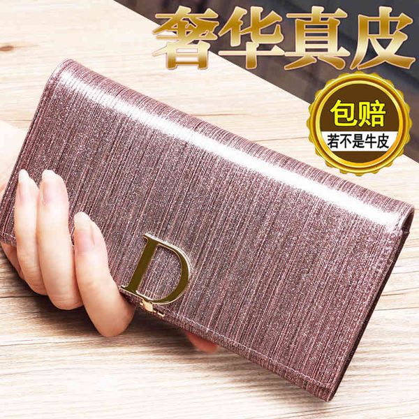 

bags wallet backpack pure leather lady's purse women's long large capacity cow multifunctional hand, Black;red