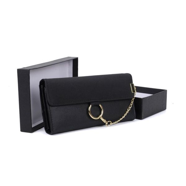 

wallets fashion men's and women's long wallet chain buckle zero money bag large capacity mobile phone pu leather multi-function ca, Red;black